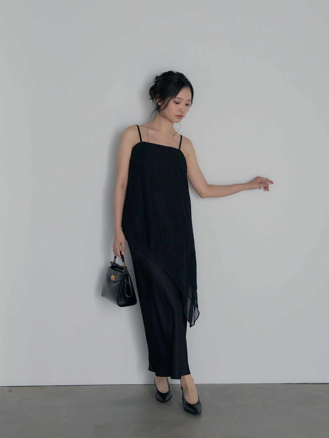 チュールレイヤードジャガードレースキャミソール