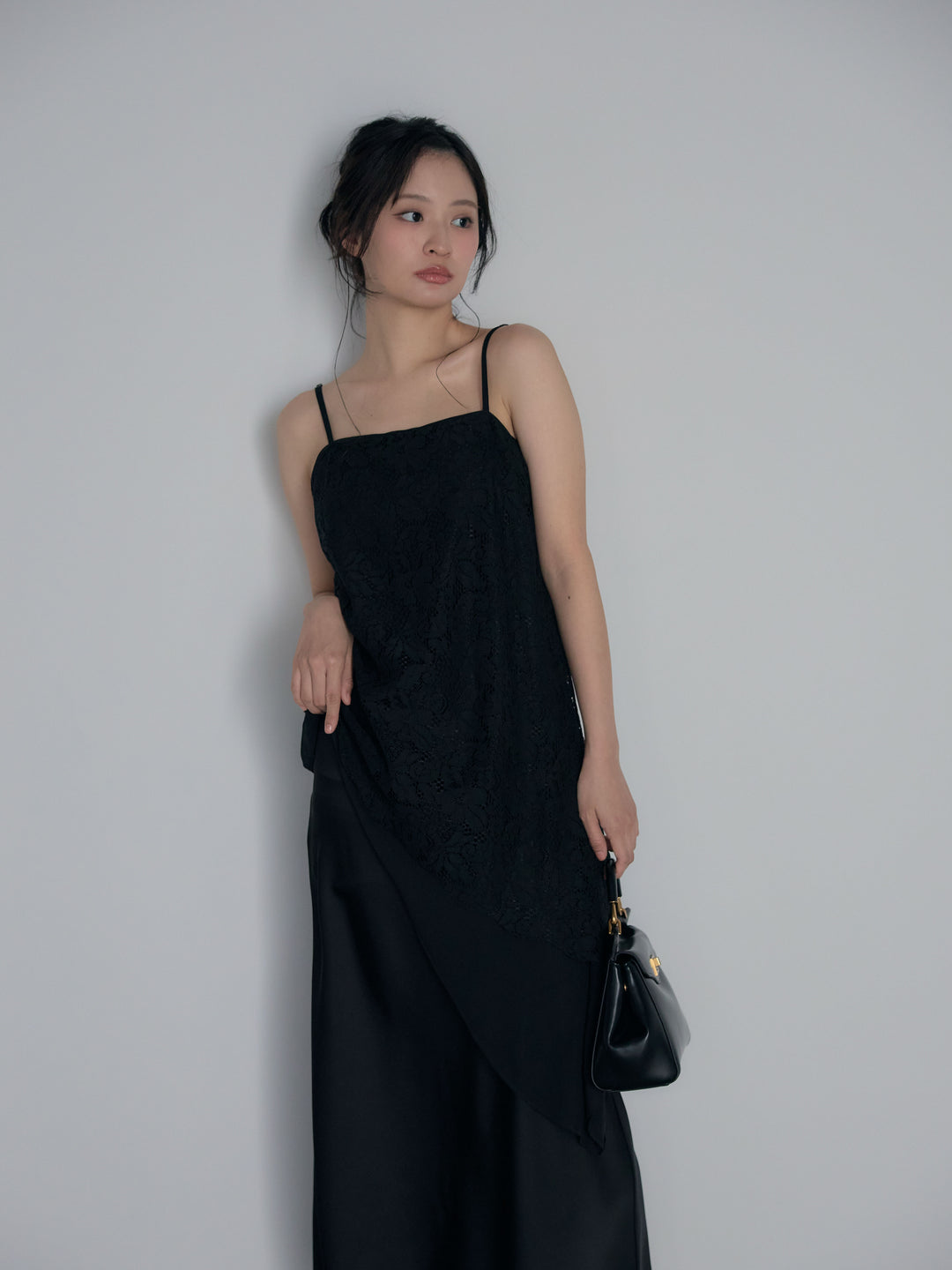 チュールレイヤードジャガードレースキャミソール