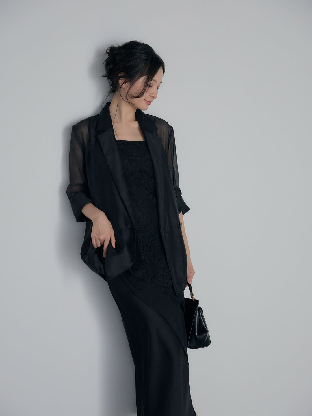 チュールレイヤードジャガードレースキャミソール