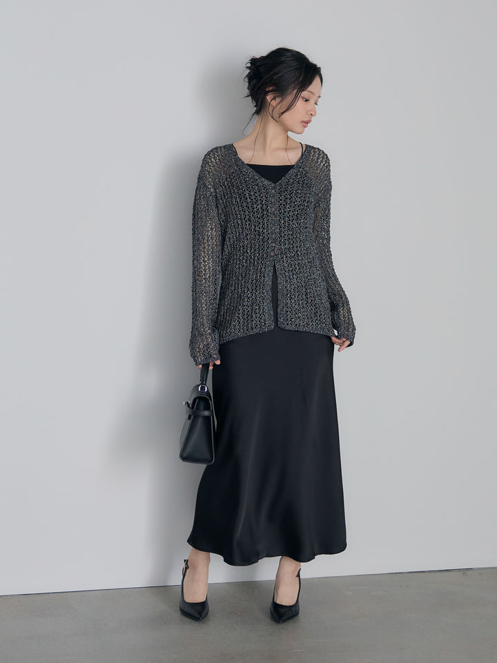 ネップメッシュVネックカーディガン