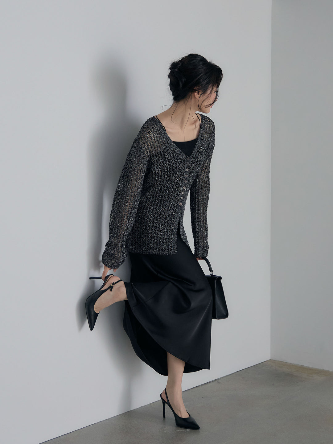 ネップメッシュVネックカーディガン