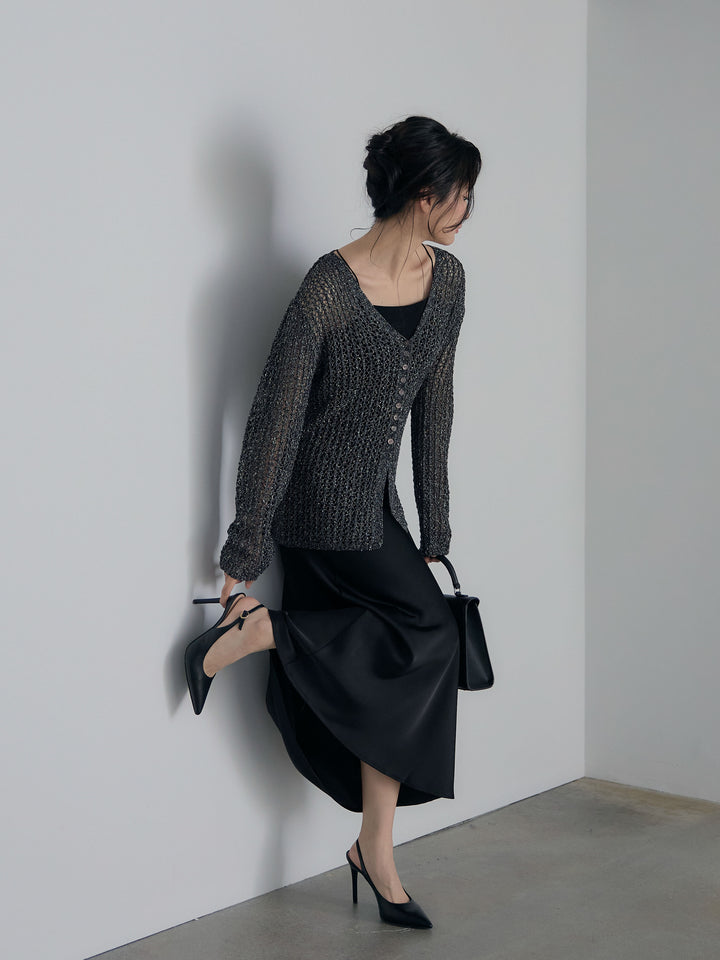 ネップメッシュVネックカーディガン