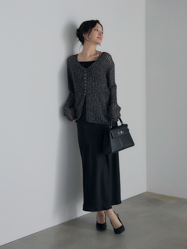 ネップメッシュVネックカーディガン