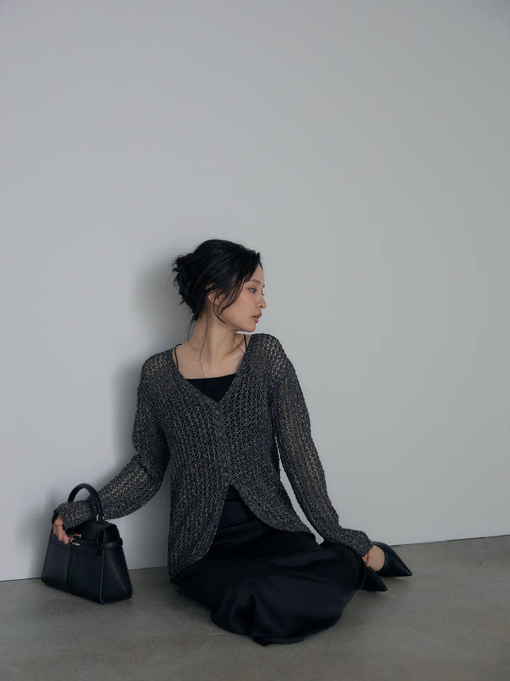 ネップメッシュVネックカーディガン