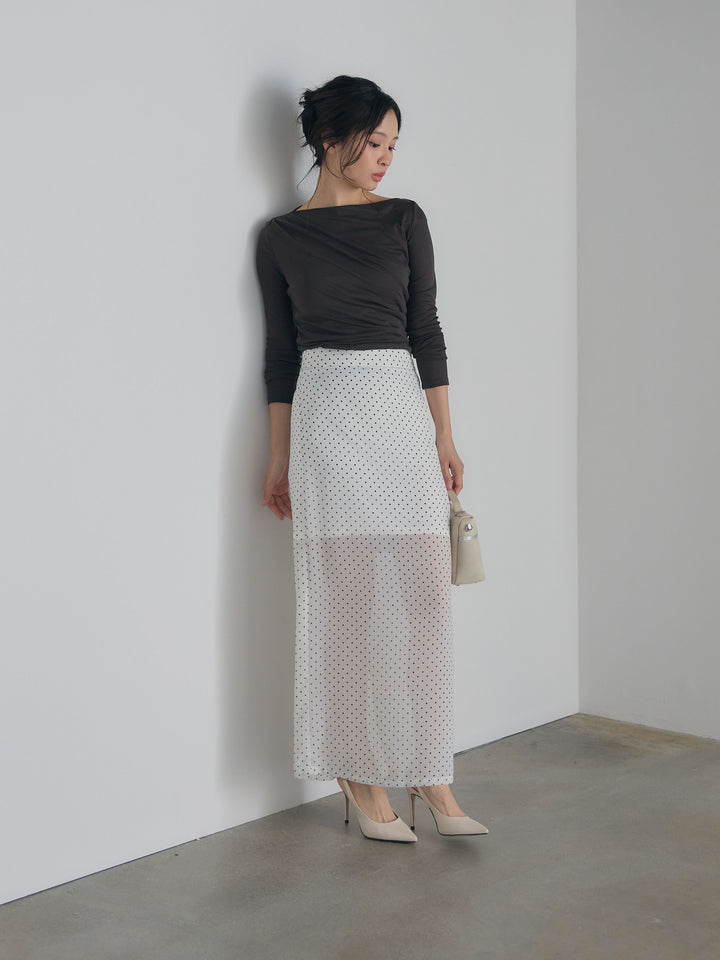 メッシュドレープトップス