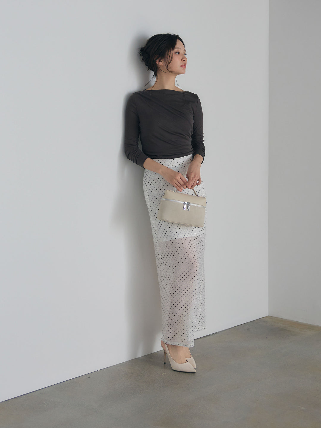 メッシュドレープトップス