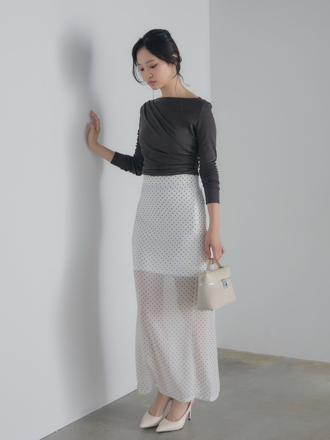 メッシュドレープトップス