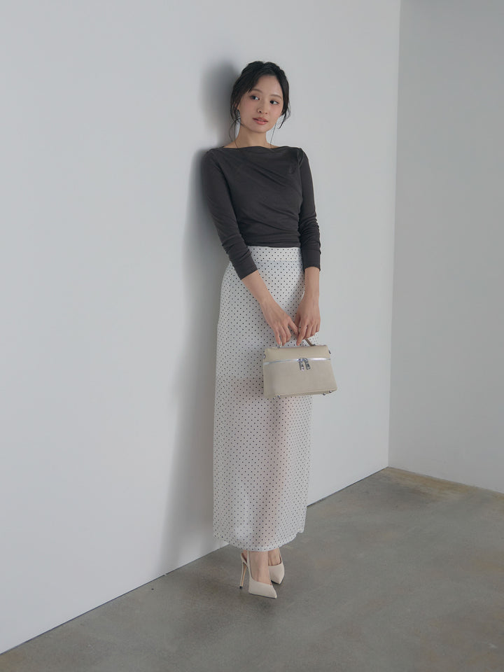 メッシュドレープトップス