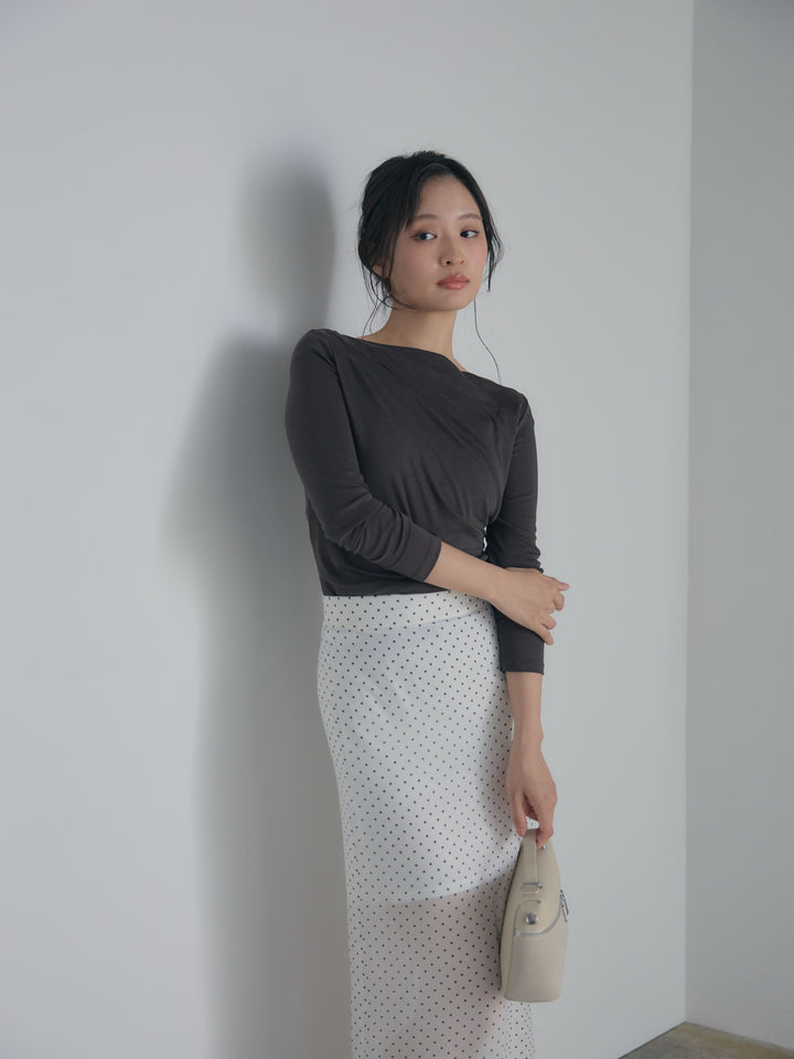 メッシュドレープトップス