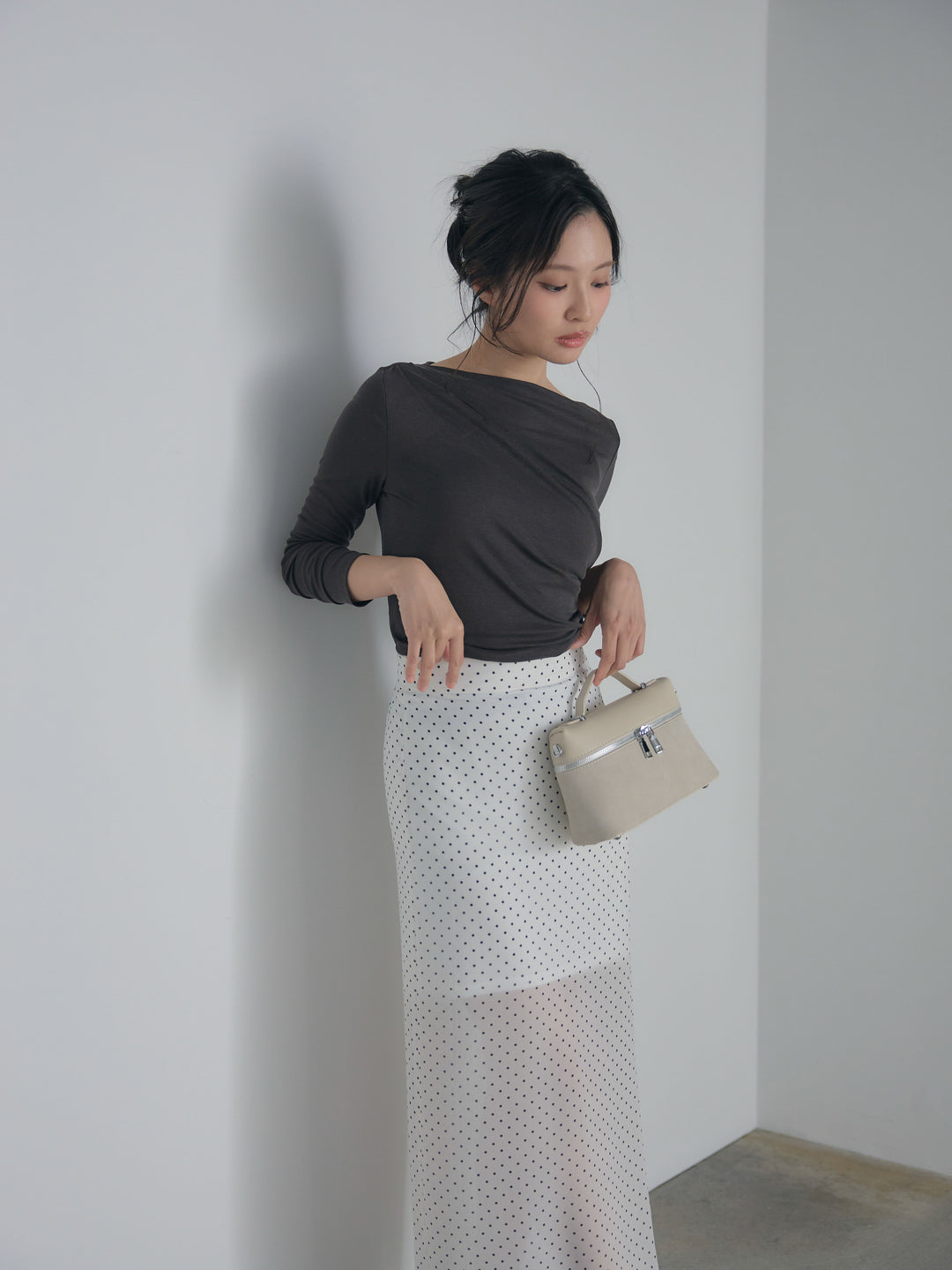 メッシュドレープトップス