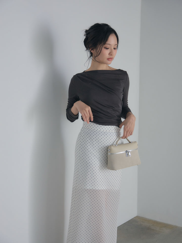 メッシュドレープトップス