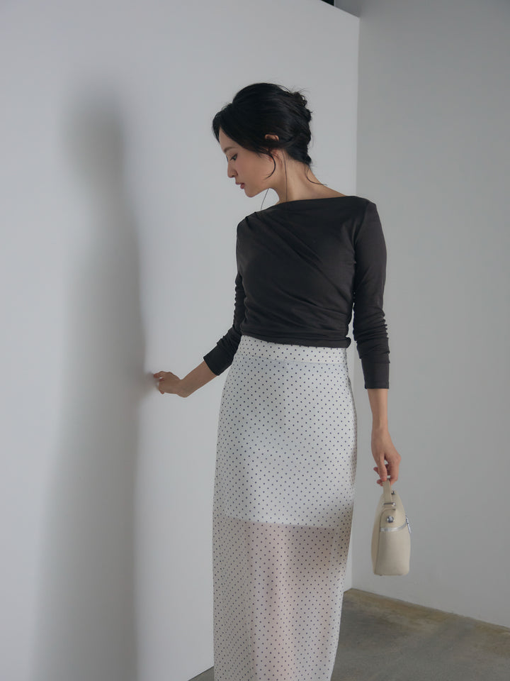 メッシュドレープトップス