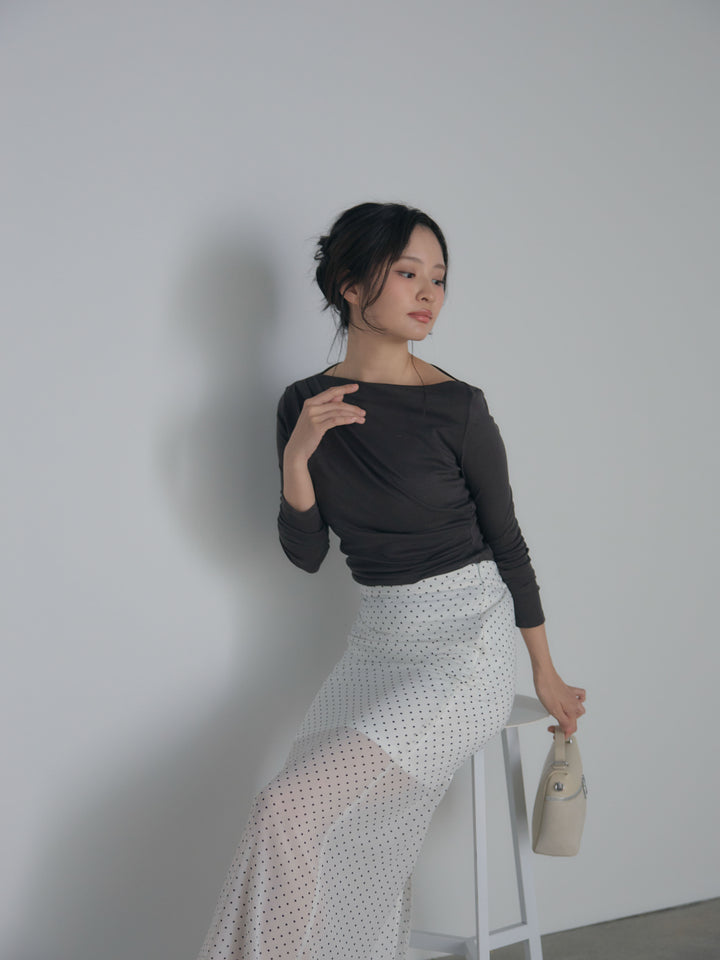 メッシュドレープトップス