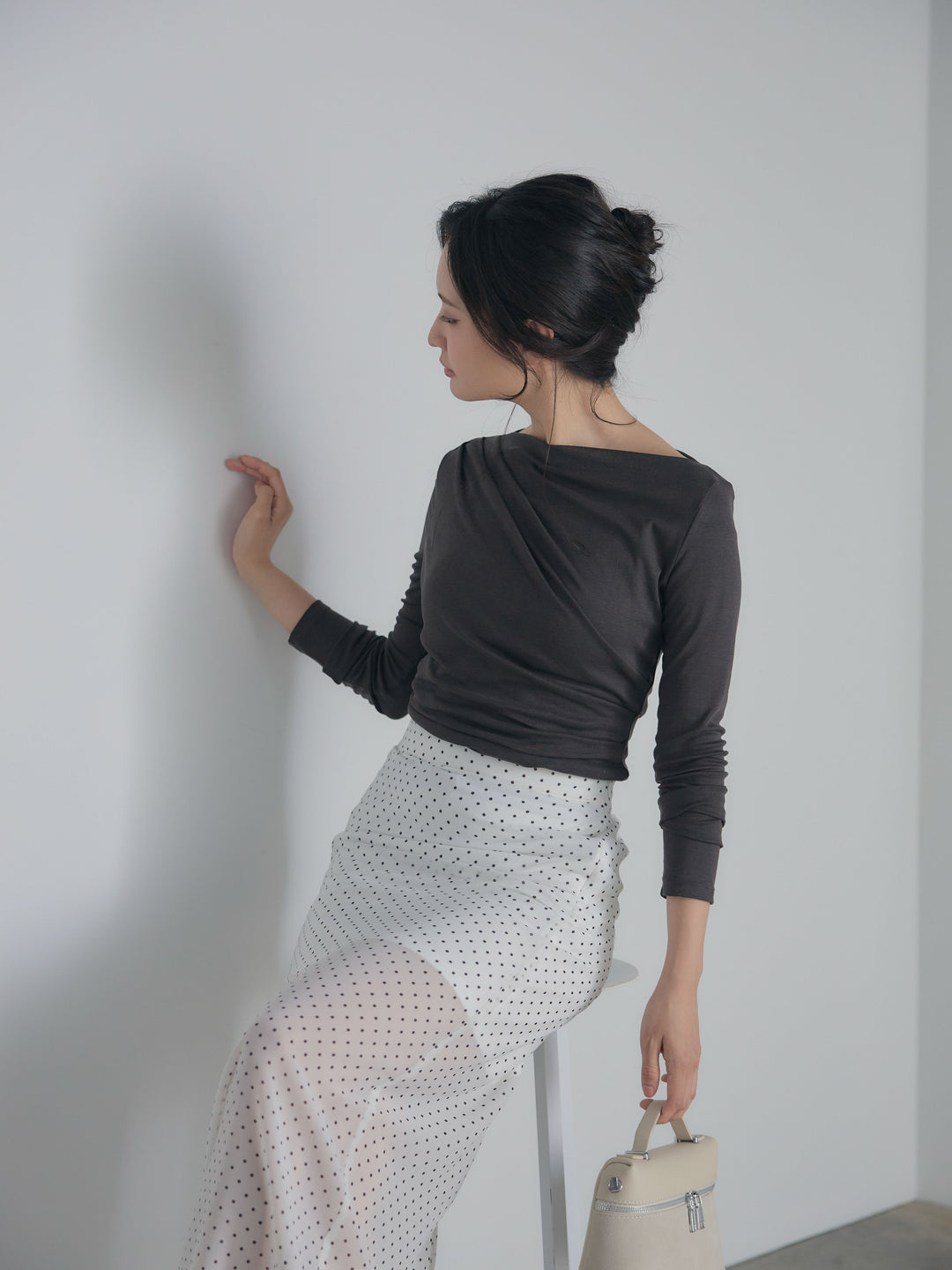 メッシュドレープトップス