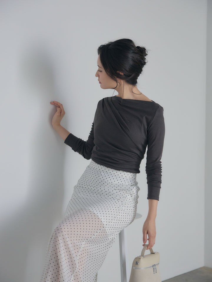 メッシュドレープトップス