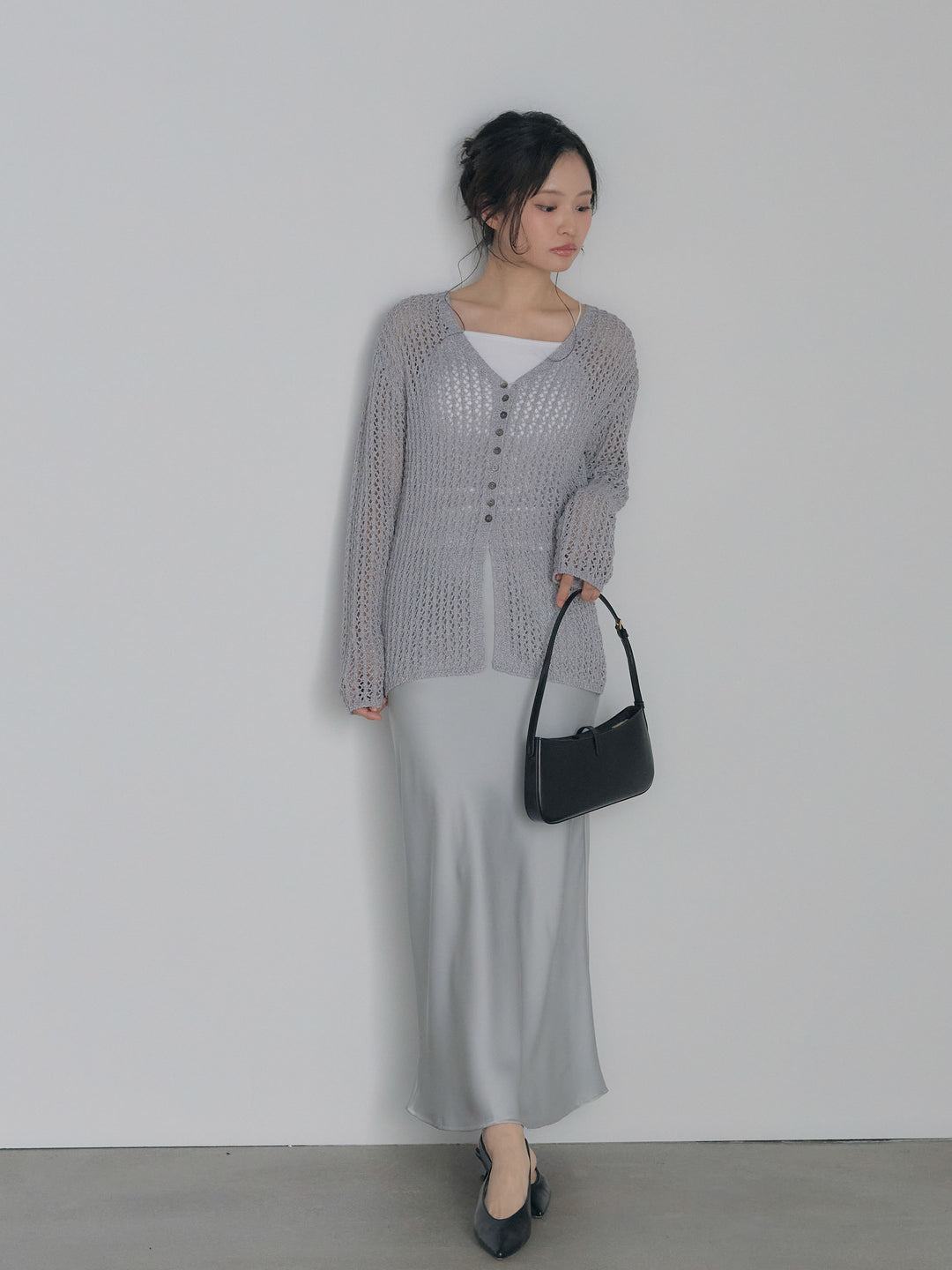 ネップメッシュVネックカーディガン