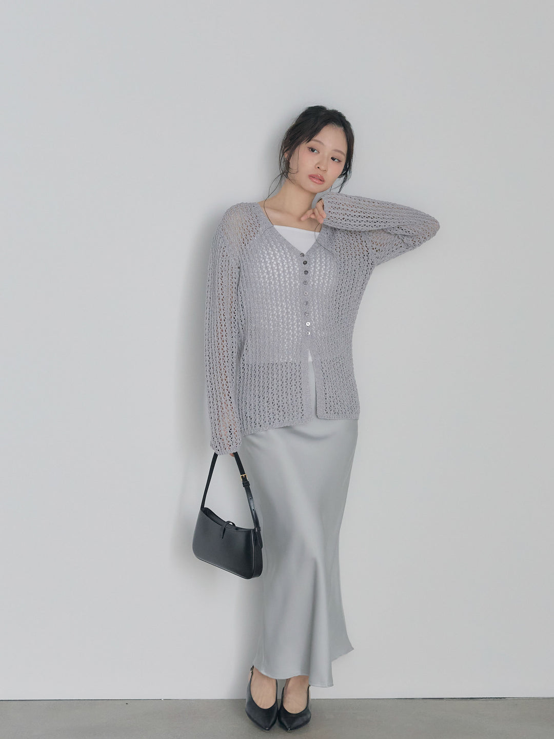 ネップメッシュVネックカーディガン