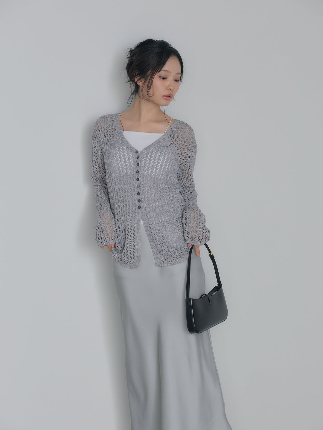 ネップメッシュVネックカーディガン