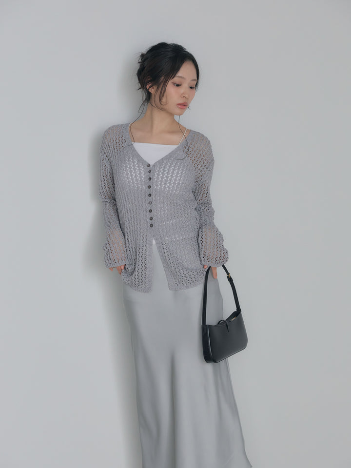 ネップメッシュVネックカーディガン