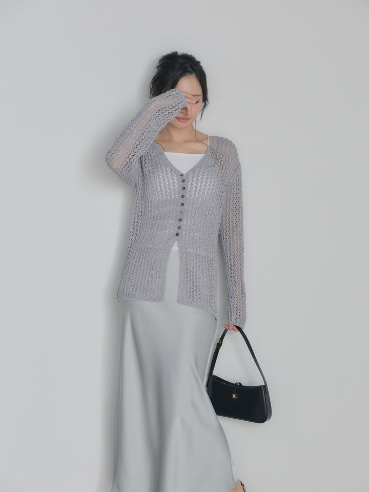 ネップメッシュVネックカーディガン