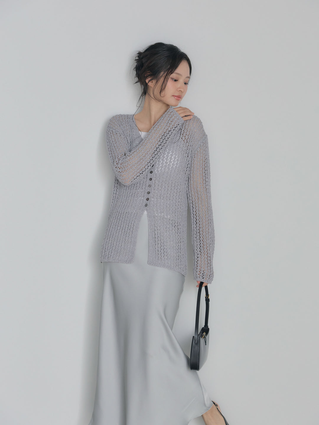 ネップメッシュVネックカーディガン