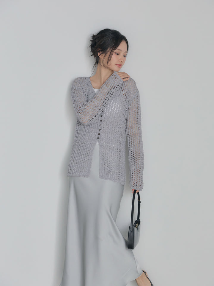 ネップメッシュVネックカーディガン