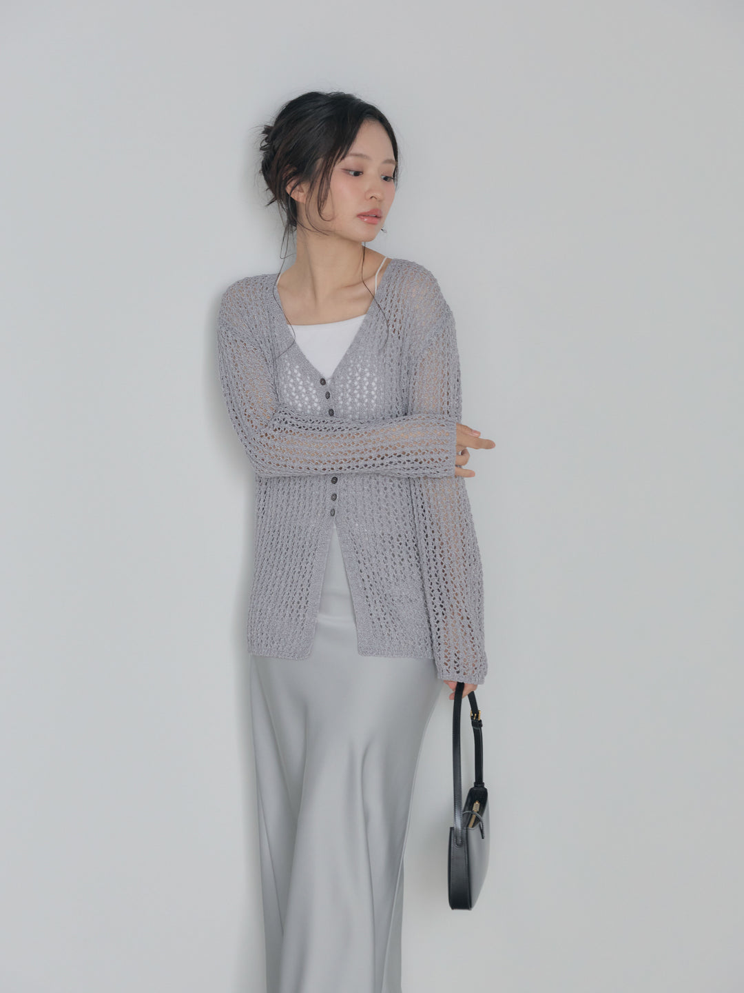 ネップメッシュVネックカーディガン