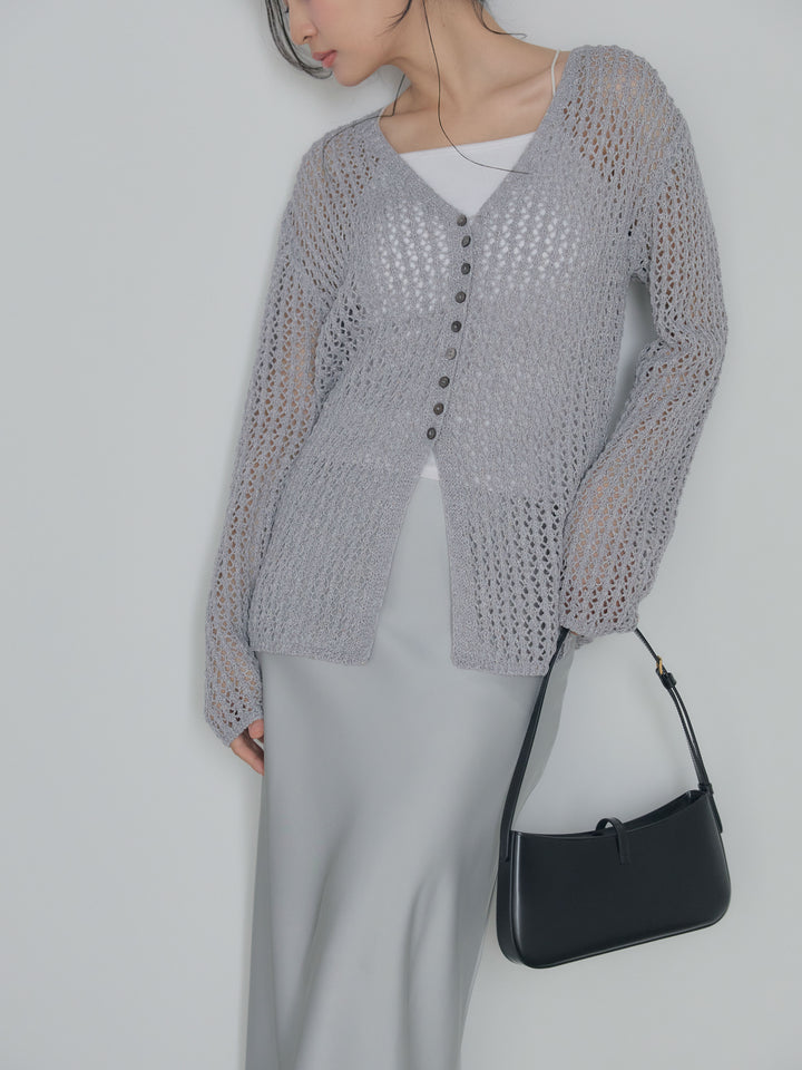 ネップメッシュVネックカーディガン