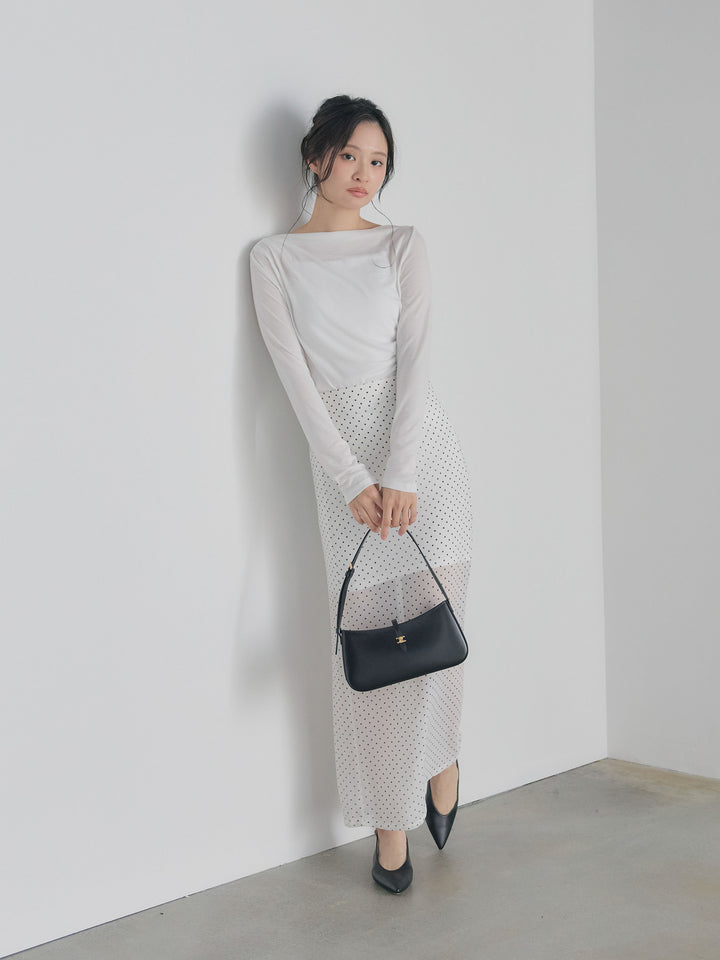 メッシュドレープトップス