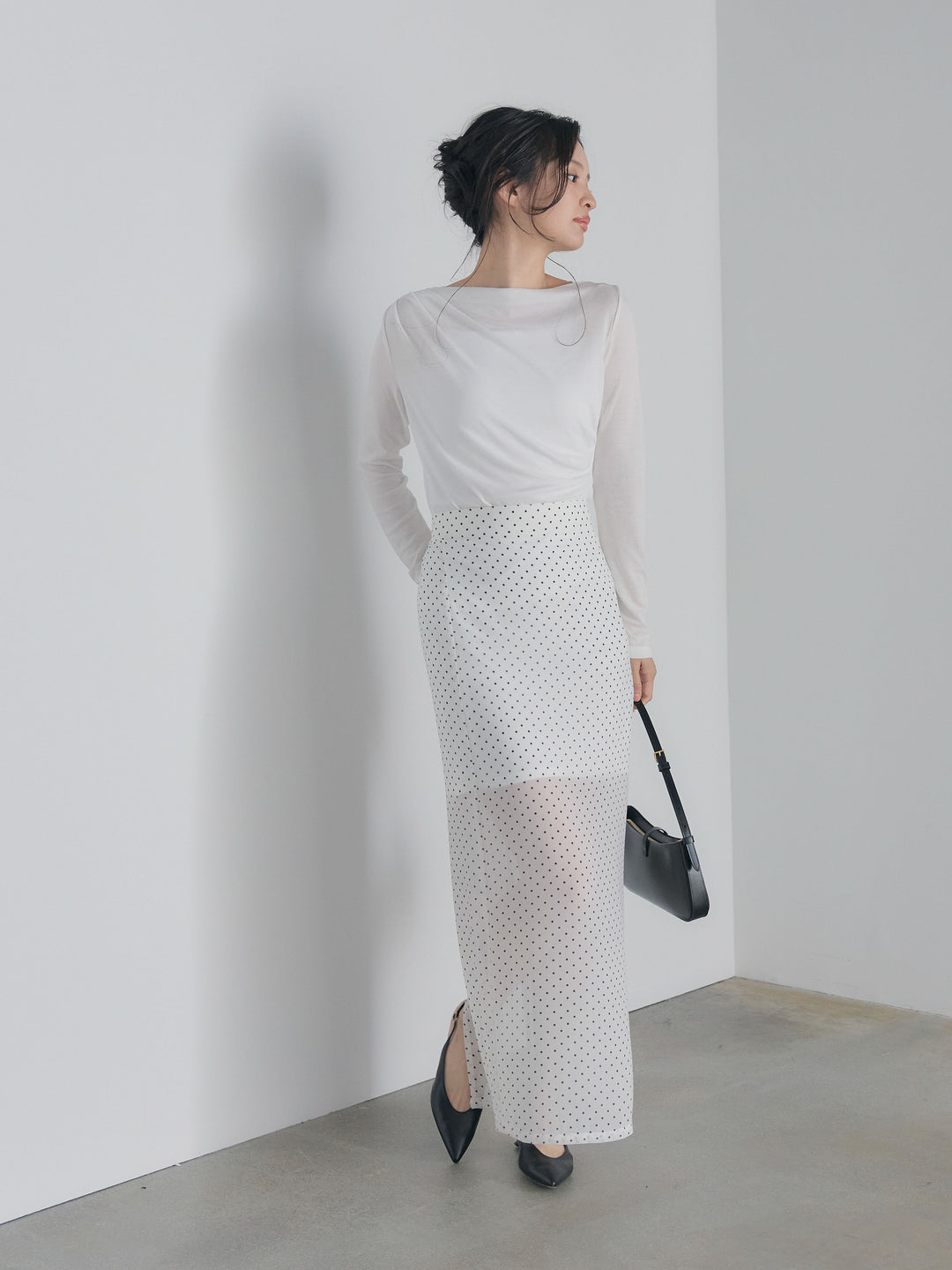 メッシュドレープトップス