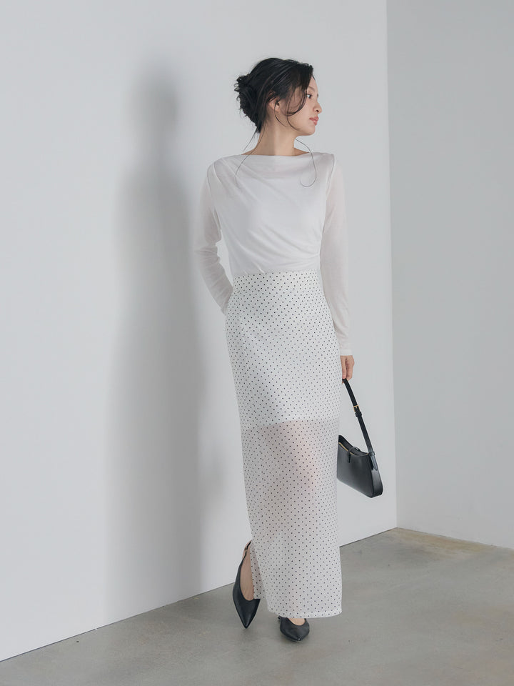 メッシュドレープトップス