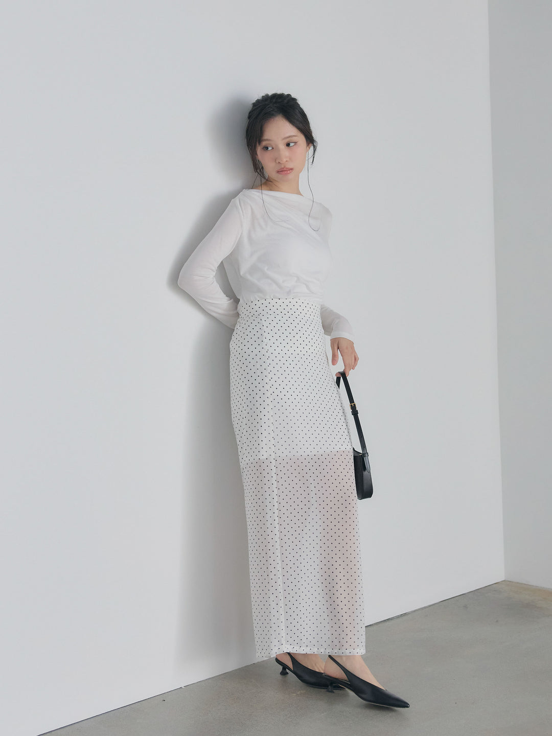 メッシュドレープトップス