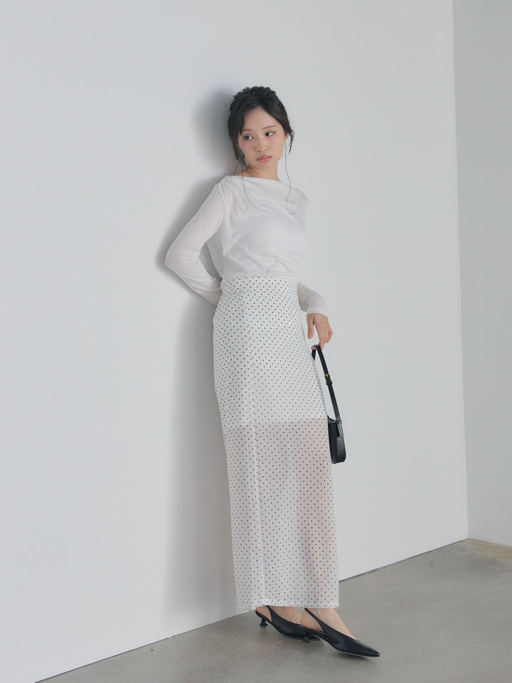 メッシュドレープトップス