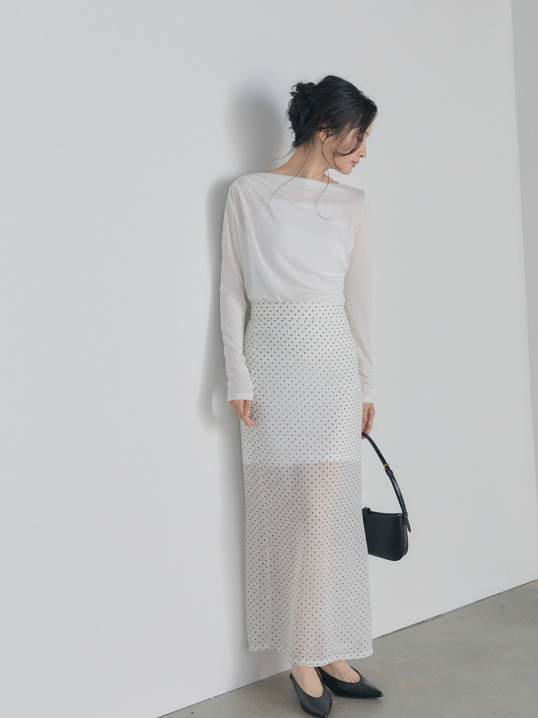 メッシュドレープトップス