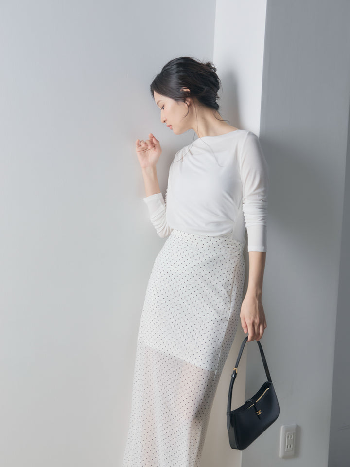 メッシュドレープトップス