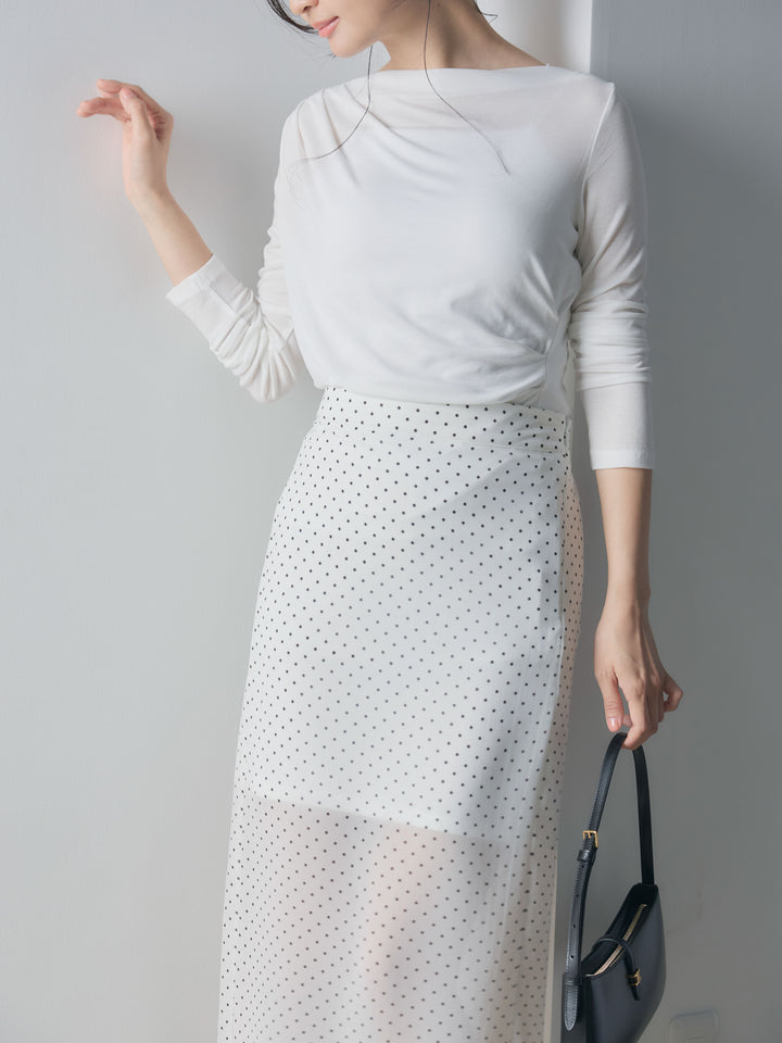 メッシュドレープトップス