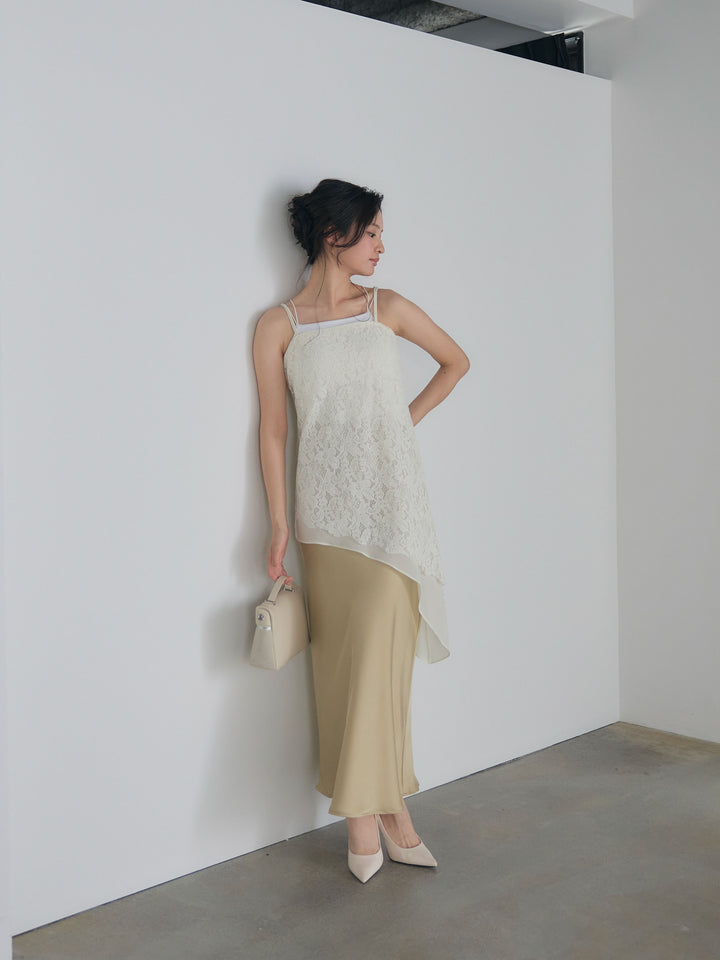 チュールレイヤードジャガードレースキャミソール