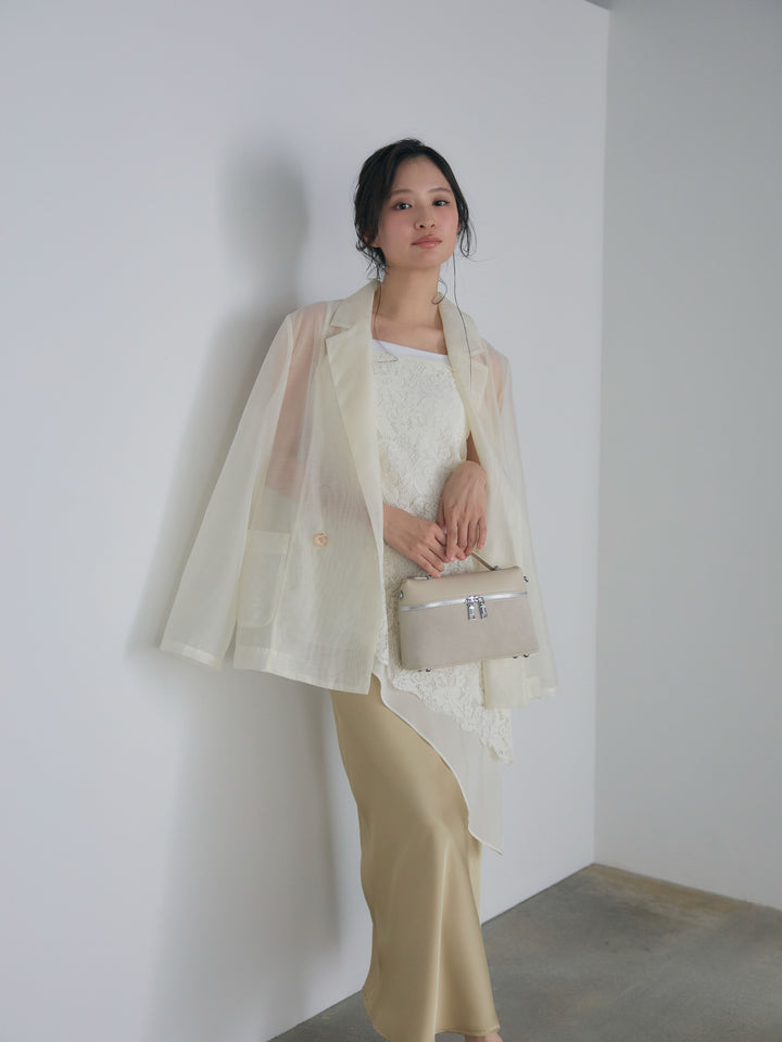 チュールレイヤードジャガードレースキャミソール