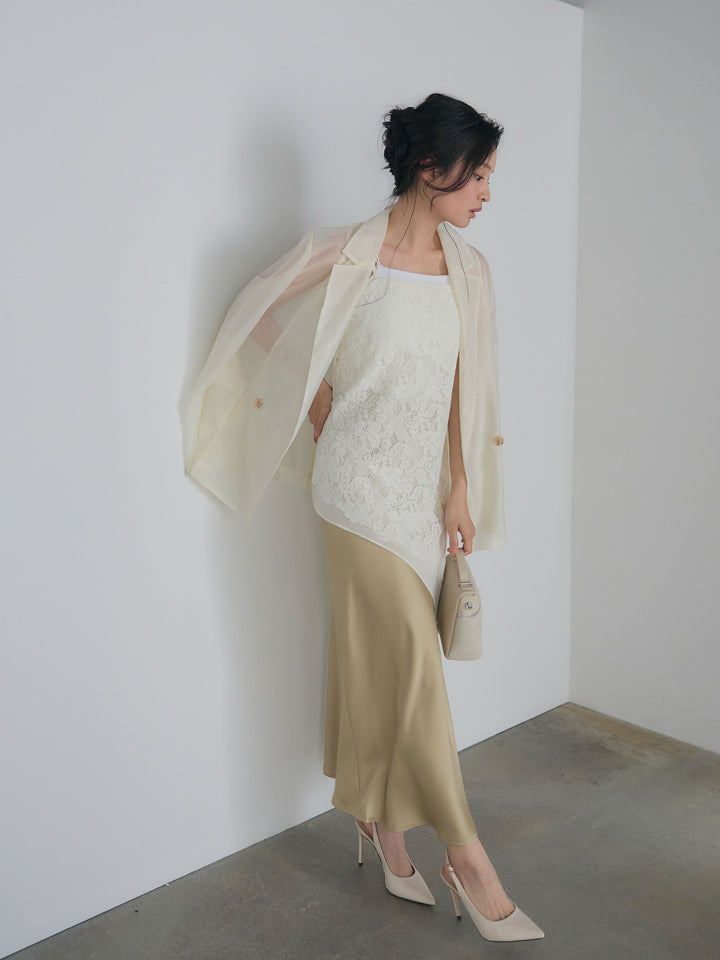 チュールレイヤードジャガードレースキャミソール