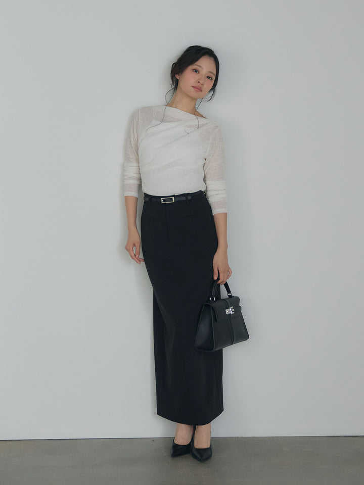 【SET】カットレースドレープトップス+【Essential】Authentic pencil skrt(2set)