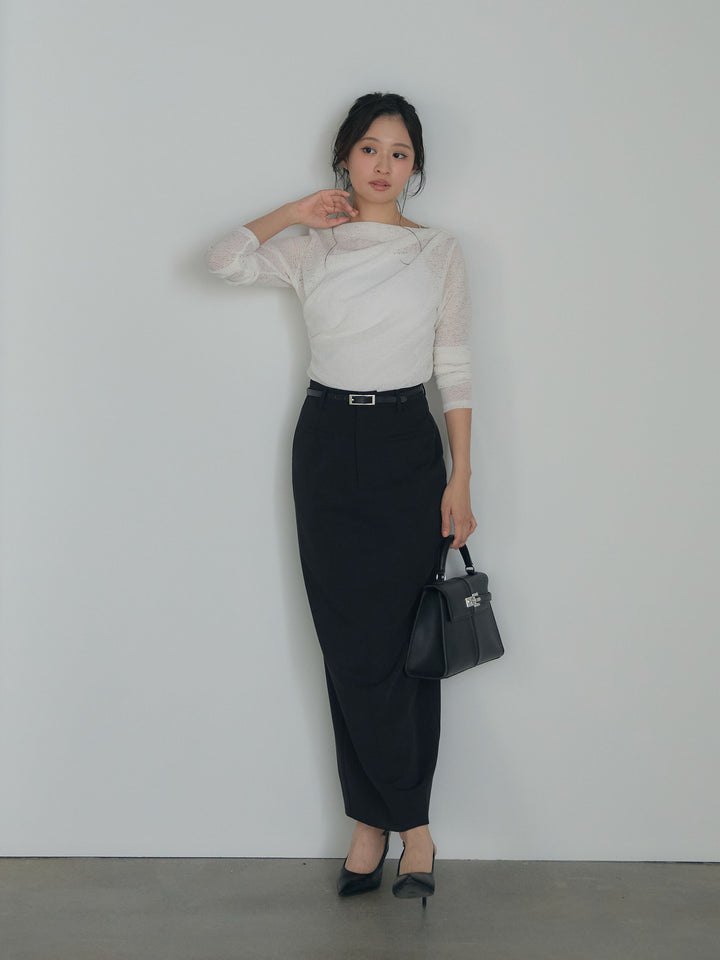 【SET】カットレースドレープトップス+【Essential】Authentic pencil skrt(2set)