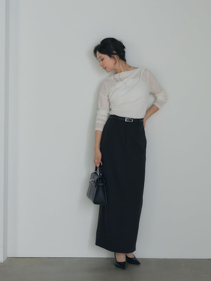 【SET】カットレースドレープトップス+【Essential】Authentic pencil skrt(2set)