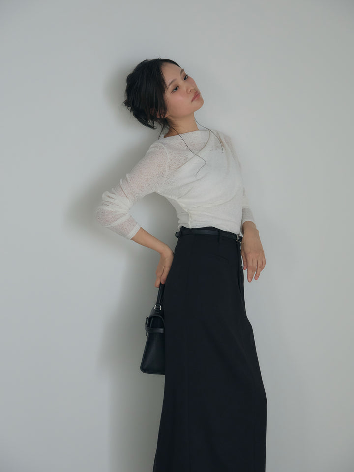 【SET】カットレースドレープトップス+【Essential】Authentic pencil skrt(2set)