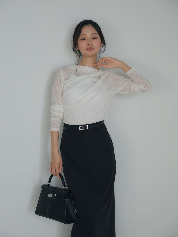 【SET】カットレースドレープトップス+【Essential】Authentic pencil skrt(2set)