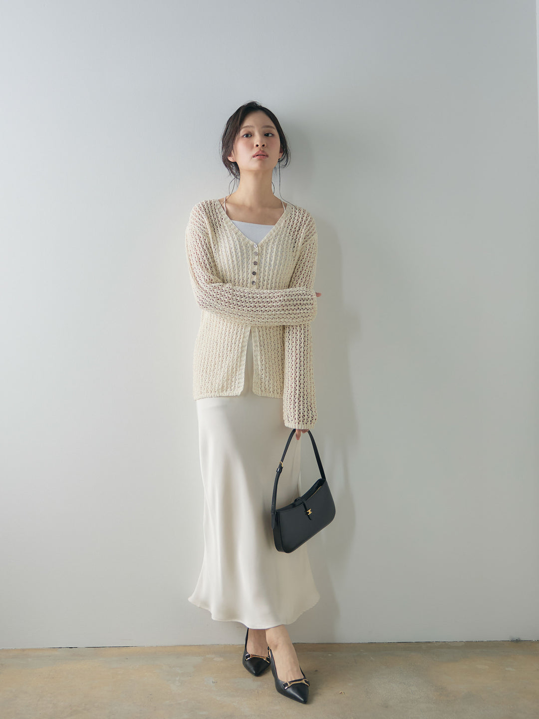 ネップメッシュVネックカーディガン