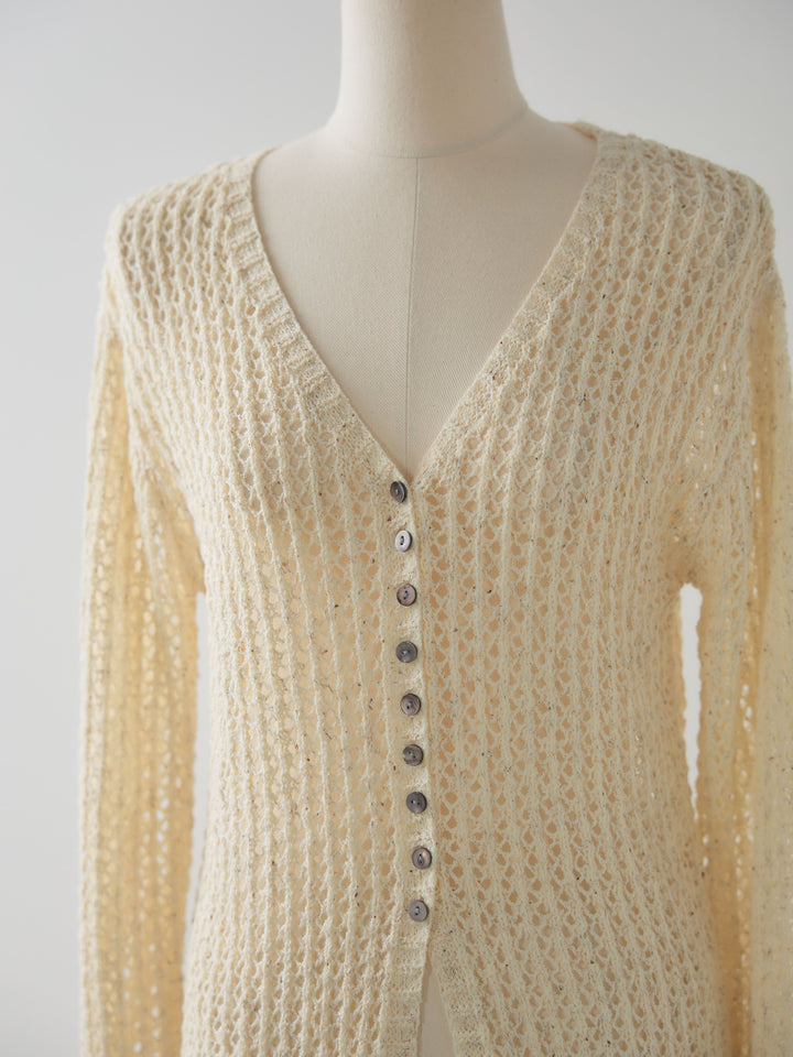 ネップメッシュVネックカーディガン