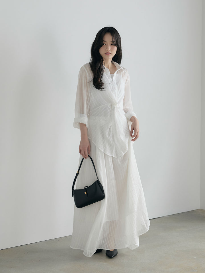 フロントツイストストライプシャツ&スカートSET UP