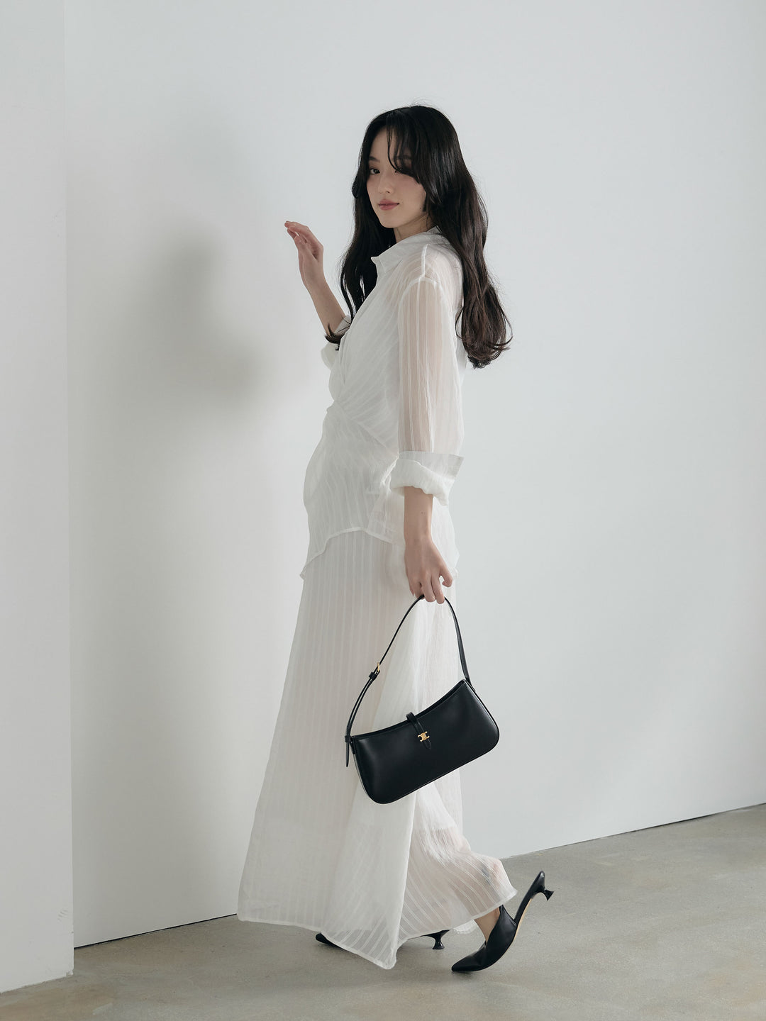 フロントツイストストライプシャツ&スカートSET UP