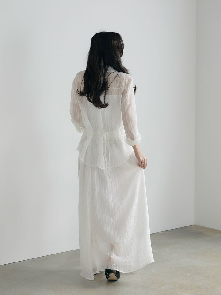 フロントツイストストライプシャツ&スカートSET UP