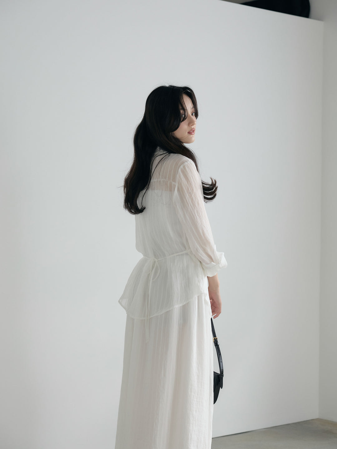 フロントツイストストライプシャツ&スカートSET UP